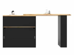Mesa de bar giratoria de madera con espacio de almacenamiento - Luz LED ajustable - Negra - 138/193 x 39 x 105 cm Negro Hot