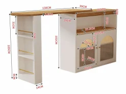 Mesa de bar giratoria de madera con espacio de almacenamiento - Luz LED ajustable - - 138/193 x 39 x 105 cm Blanco Sale