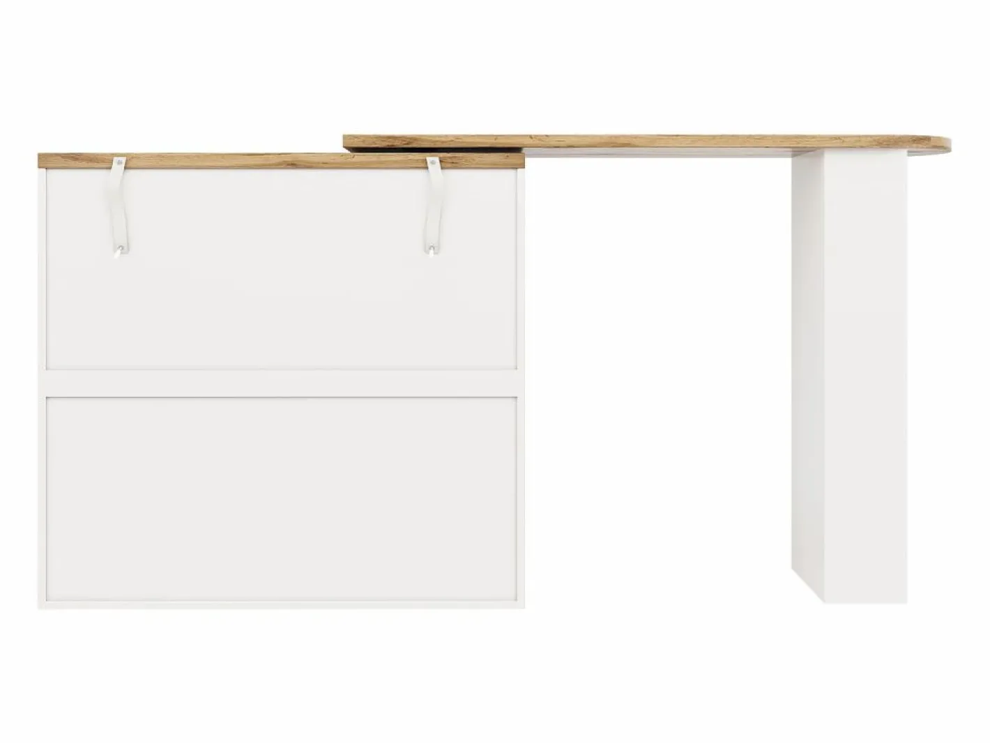 Mueble Bar|Mesa de bar giratoria de madera con 1 puerta y 2 cajones Isla de cocina con almacenaje 138x39x102 cm -
