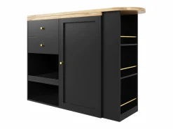 Mesa de bar giratoria de madera con 1 puerta y 2 cajones, isla de cocina con almacenaje, 138 x 39 x 102 cm, color^ New