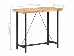 Clicnbuy Mueble Bar|Mesa de bar madera maciza de mango rugosa 120x58x107 cm