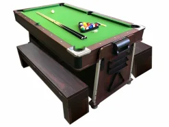 ELITESHOPPING Mesa de Billar 7 pies Multijuego Air Hockey + Ping Pong – Stark con bancos Verde Sale