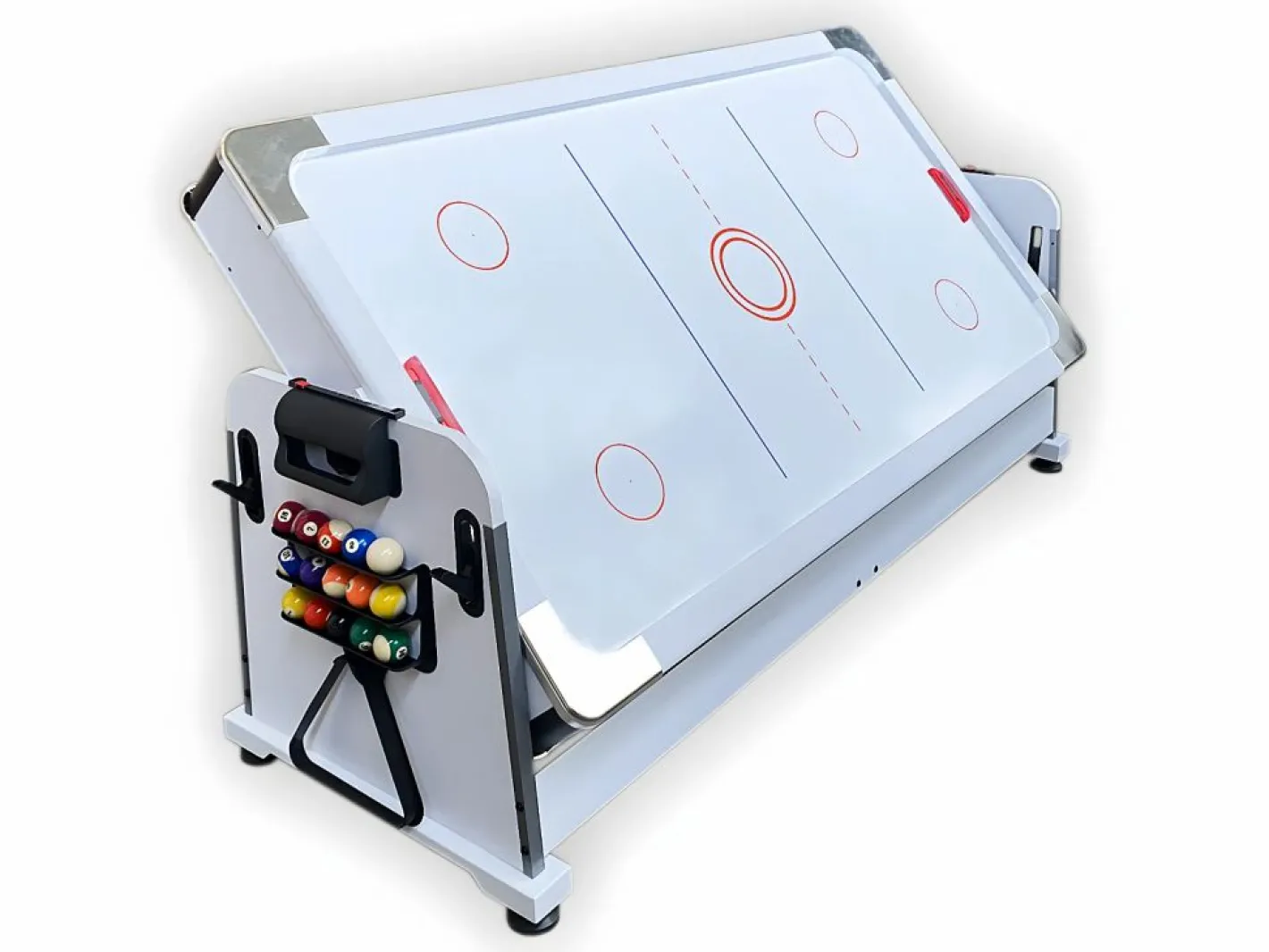ELITESHOPPING Billar|Mesa de billar 7 pies Multijuego Air Hockey + Ping Pong - Stark White