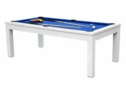 Rendez-Vous Déco Mesa de billar convertible blanca con alfombra - Eddie Azul Best