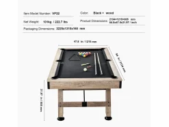 Mesa de Billar Convertible SucceBuy 213 cm - Juego de Mesa de Billar, Tela Negra, para Sala de Juegos Negro Best