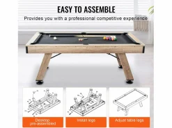 Mesa de Billar Convertible SucceBuy 213 cm - Juego de Mesa de Billar, Tela Negra, para Sala de Juegos Negro Best