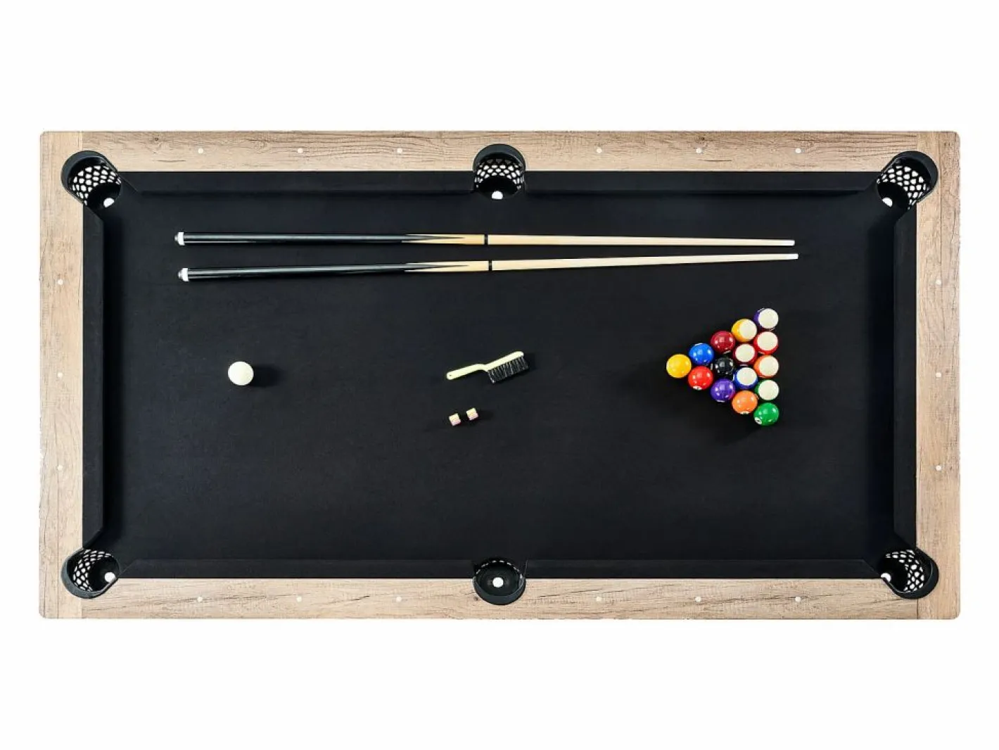 Mesa de Billar Convertible SucceBuy 213 cm - Juego de Mesa de Billar, Tela Negra, para Sala de Juegos Negro Best
