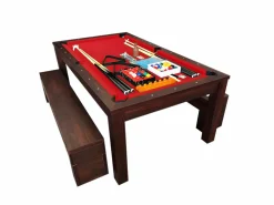 Mesa de billar convertible roja de 7 pies con bancos - Etna^ELITESHOPPING Hot