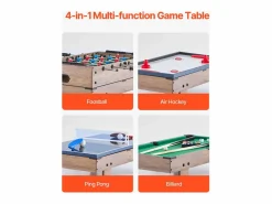 Mesa de billar SucceBuy 4 en 1, mesa de hockey de aire de 82 cm, futbolín, ping-pong y billar, multifuncional, compacta, para interior.^ New