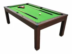 Vente-unique Mesa de billar transformable 207x114x79 cm IMPERIALE Color natural oscuro / Verde New