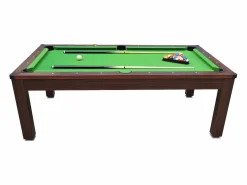 Vente-unique Mesa de billar transformable 207x114x79 cm IMPERIALE Color natural oscuro / Verde New