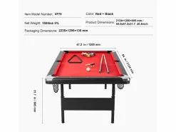 Mesa de Billard Convertible SucceBuy de 213 cm, Portátil, con Tela Roja para Sala de Juegos^ Outlet