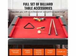 Mesa de Billard Convertible SucceBuy de 213 cm, Portátil, con Tela Roja para Sala de Juegos^ Outlet