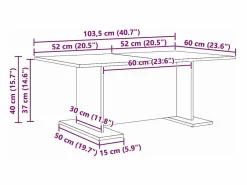 Clicnbuy Mesa De Centro|Mesa de Café Roble artisan 103.5 x 60 x 40 cm