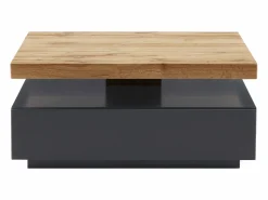 Vente-unique Mesa de centro - 1 cajón y tablero pivotante - MDF - Color: antracita y roble. KYRIA Gris antracita / Color natural claro Best