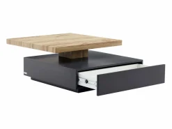 Vente-unique Mesa de centro - 1 cajón y tablero pivotante - MDF - Color: antracita y roble. KYRIA Gris antracita / Color natural claro Best