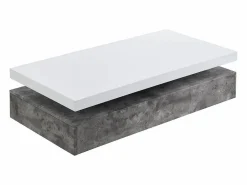 Vente-unique Mesa De Centro|Mesa de centro- 2 cajones - MDF - Color: cemento y blanco lacado. FELIX