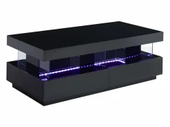 Mesa de centro - MDF lacado - LEDs - 2 cajones y 2 estantes - - FABIO II^Vente-unique