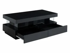 Mesa de centro - MDF lacado - LEDs - 2 cajones y 2 estantes - - FABIO II^Vente-unique