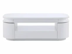 Vente-unique Mesa de centro 4 puertas y 1 cajón con LEDs - MDF - Color: lacado - VANDANA Blanco Hot