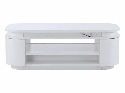 Vente-unique Mesa de centro 4 puertas y 1 cajón con LEDs - MDF - Color: lacado - VANDANA Blanco Hot