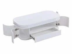 Vente-unique Mesa de centro 4 puertas y 1 cajón con LEDs - MDF - Color: lacado - VANDANA Blanco Hot