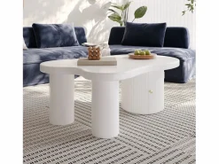 Merax Mesa De Centro|Mesa de centro asimétrica - 100 x 60 x 37 cm - con espacio de almacenamiento - elegante y robusta - MDF -