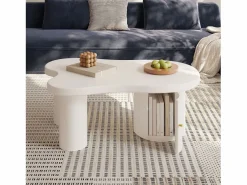 Merax Mesa De Centro|Mesa de centro asimétrica - 100 x 60 x 37 cm - con espacio de almacenamiento - elegante y robusta - MDF -