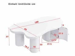 Merax Mesa De Centro|Mesa de centro asimétrica - 100 x 60 x 37 cm - con espacio de almacenamiento - elegante y robusta - MDF -