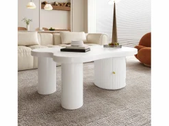 Merax Mesa De Centro|Mesa de centro asimétrica - 100 x 60 x 37 cm - con espacio de almacenamiento - elegante y robusta - MDF -