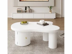 Merax Mesa De Centro|Mesa de centro asimétrica - 100 x 60 x 37 cm - con espacio de almacenamiento - elegante y robusta - MDF -
