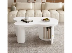 Merax Mesa De Centro|Mesa de centro asimétrica - 100 x 60 x 37 cm - con espacio de almacenamiento - elegante y robusta - MDF -