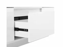 Mesa de centro blanca - Mesa de centro con iluminación LED y 2 cajones - tapa de cristal Blanco Discount