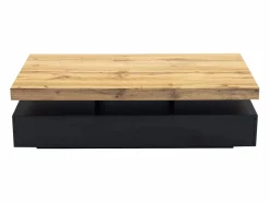 Vente-unique Mesa de centro con 2 cajones de MDF - Negro y natural claro - FELIX Negro / Color natural claro Clearance