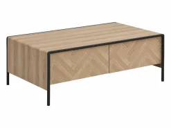 Vente-unique Mesa de centro con 2 cajones de MDF y acero - Natural claro y Negro - TUMACO Color natural claro New