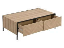 Vente-unique Mesa de centro con 2 cajones de MDF y acero - Natural claro y Negro - TUMACO Color natural claro New