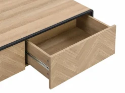 Vente-unique Mesa de centro con 2 cajones de MDF y acero - Natural claro y Negro - TUMACO Color natural claro New