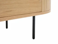 Vente-unique Mesa de centro con 2 cajones chapado en roble y metal - Natural claro y Negro - CARDIONA Negro / Color natural claro Hot
