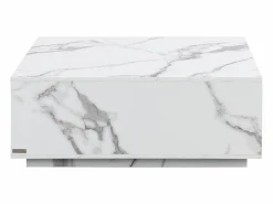 Vente-unique Mesa de centro con 2 cajones en MDF - Efecto mármol - ANTRIM by Pascal Morabito Blanco Outlet
