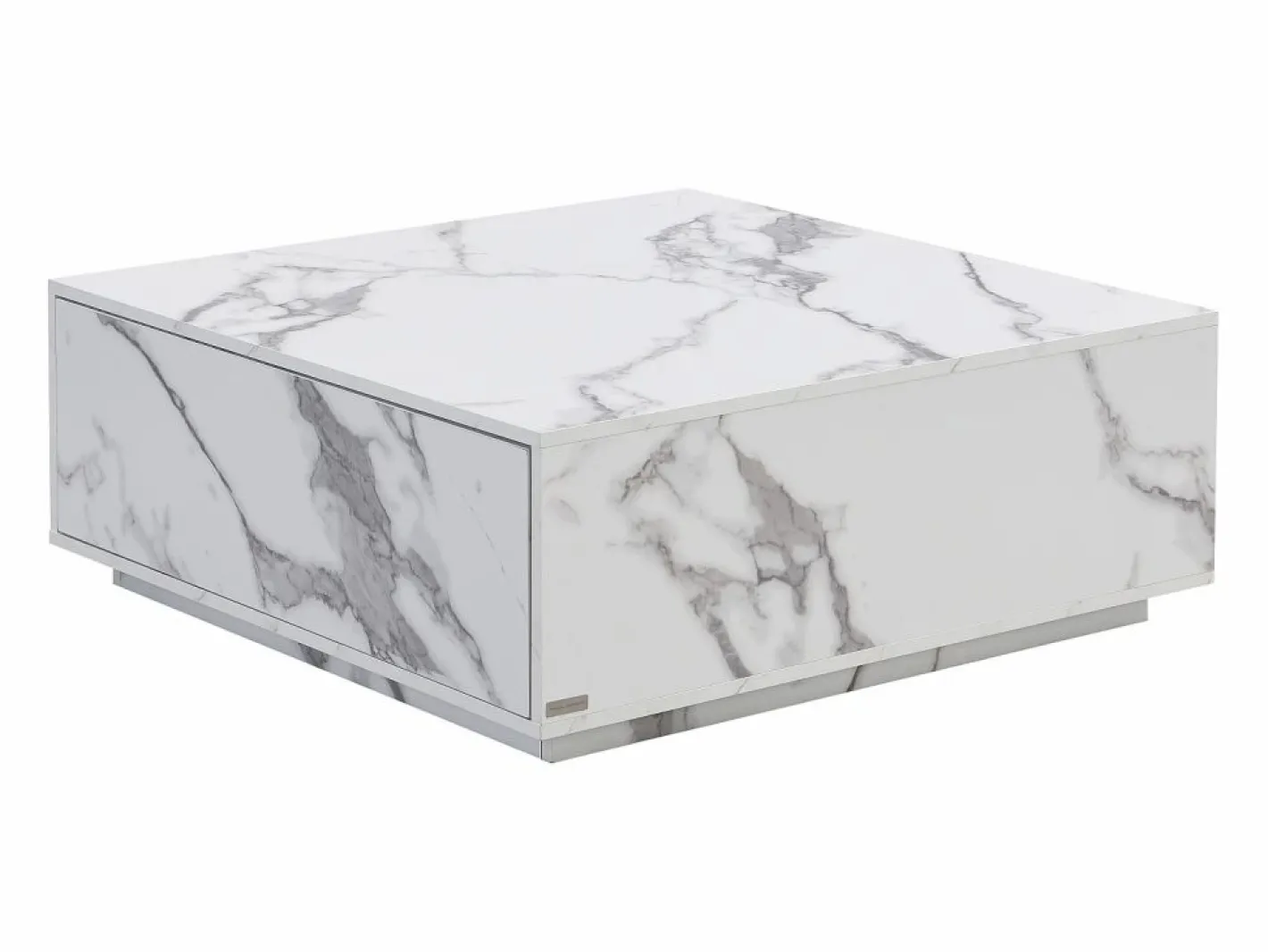 Vente-unique Mesa de centro con 2 cajones en MDF - Efecto mármol - ANTRIM by Pascal Morabito Blanco Outlet