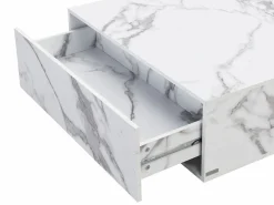 Vente-unique Mesa de centro con 2 cajones en MDF - Efecto mármol - ANTRIM by Pascal Morabito Blanco Outlet