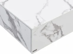Vente-unique Mesa de centro con 2 cajones en MDF - Efecto mármol - ANTRIM by Pascal Morabito Blanco Outlet
