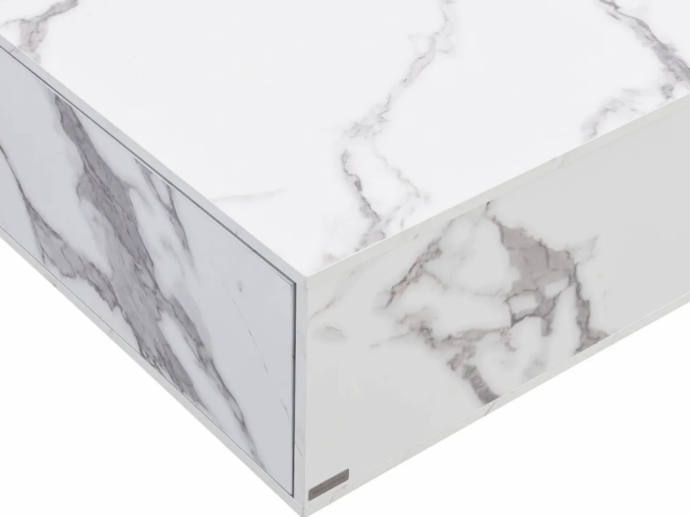 Vente-unique Mesa de centro con 2 cajones en MDF - Efecto mármol - ANTRIM by Pascal Morabito Blanco Outlet