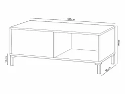 Calicosy Mesa De Centro|Mesa de centro con 2 compartimentos de almacenamiento - L100 cm - Brooklyn