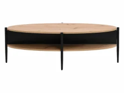 Mesa de centro con 4 estantes de MDF y metal - Natural claro y Negro - EVARO^Vente-unique Outlet