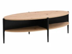Mesa de centro con 4 estantes de MDF y metal - Natural claro y Negro - EVARO^Vente-unique Outlet