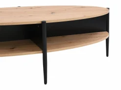 Mesa de centro con 4 estantes de MDF y metal - Natural claro y Negro - EVARO^Vente-unique Outlet