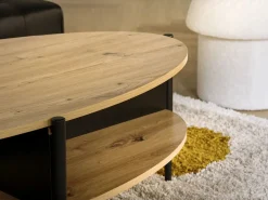 Mesa de centro con 4 estantes de MDF y metal - Natural claro y Negro - EVARO^Vente-unique Outlet