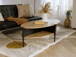 Mesa de centro con 4 estantes de MDF y metal - Natural claro y Negro - EVARO^Vente-unique Outlet