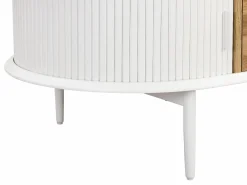 Mesa de centro con 2 puertas correderas y 1 cajón de MDF - Natural y blanco - VELURANI^Vente-unique Clearance